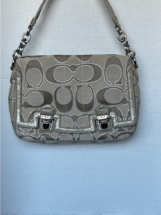 Coach Handbags - Coach Poppy Signature C Metallic Canvas & Leather Messenger Flap Satchel